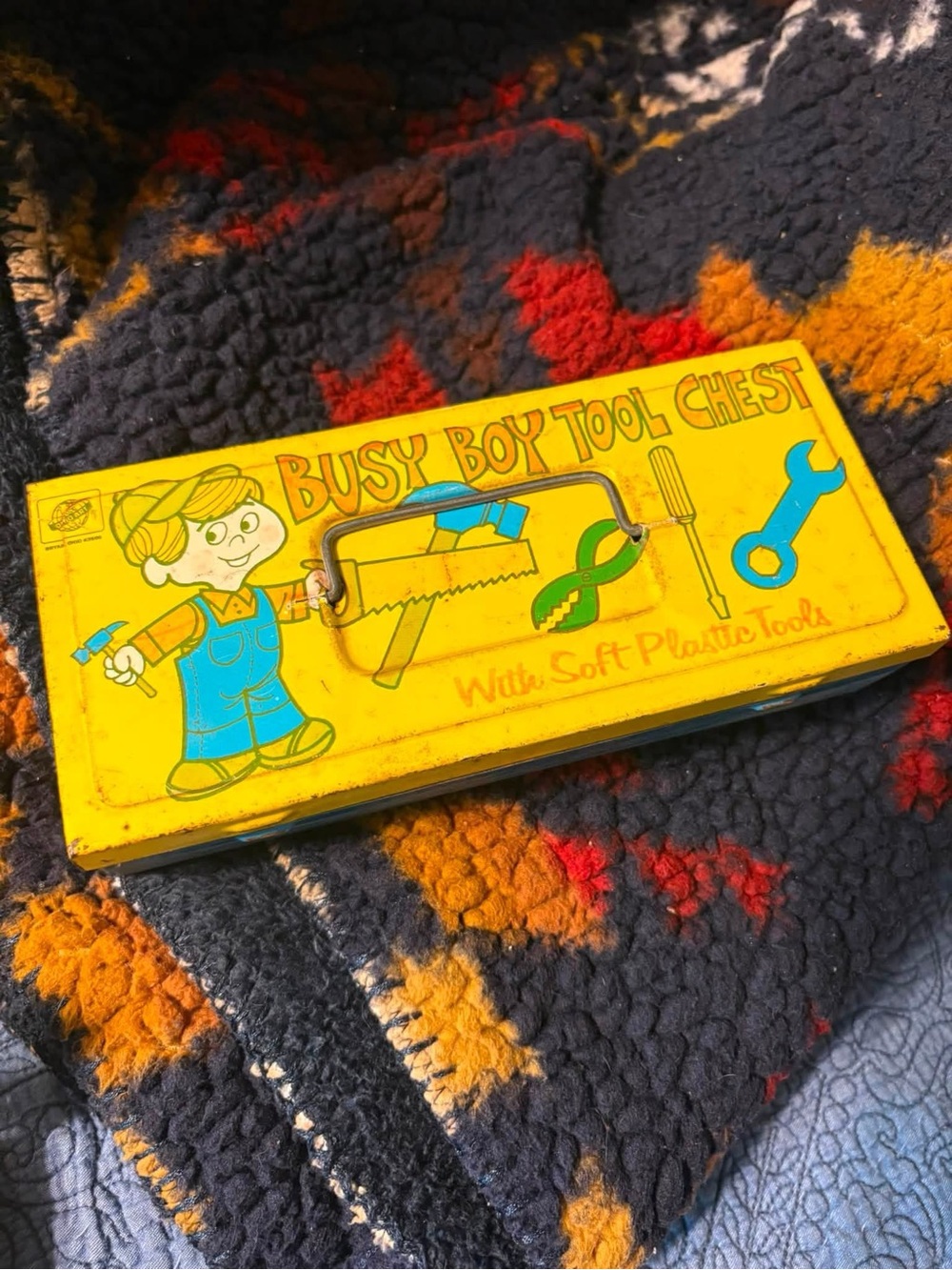 Vintage Busy Boy Tool Chest Kids Toy - Yellow
